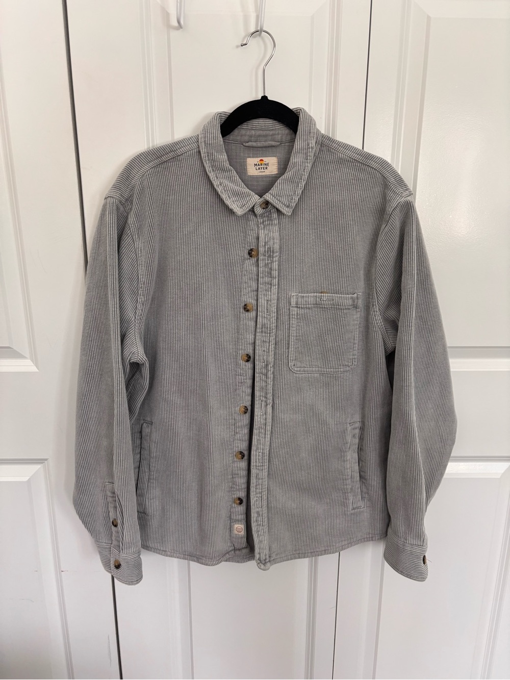 Marine Layer Light Gray Corduroy Shirt Jacket